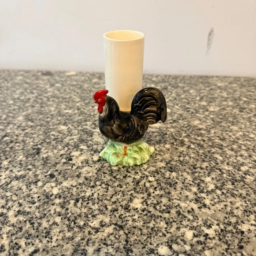 The Haldon Group Vintage 1986 Rooster Bud Vase Unisex OS Black Ceramic